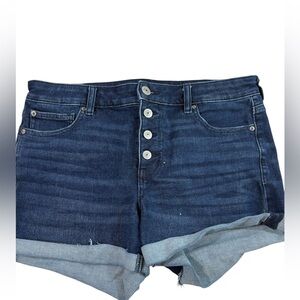 AMERICAN EAGLE 14 ✨ adult cuffed the dream short Dark Blue Jean Shorts EUC